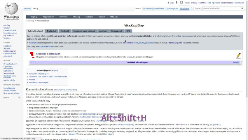 Wikipédia gyorsbillentyűk - grinTube