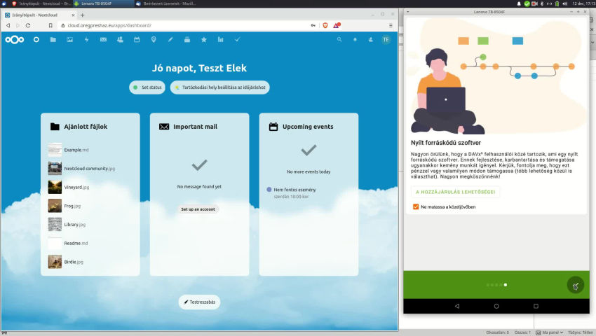 Gyuris Szabolcs: Nextcloud #02 - Naptár összekötése Thunderbird levelező klienssel és Androiddal #SzoftverSzabadsag - grinTube